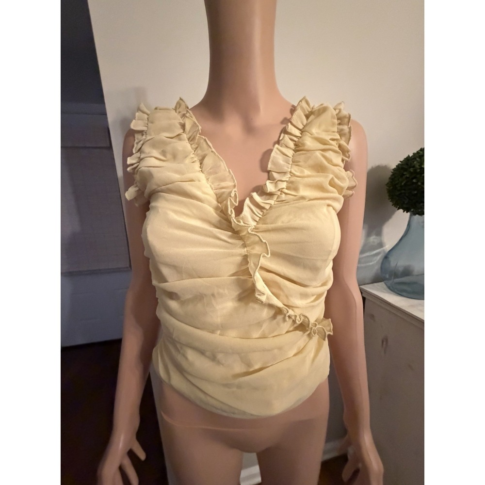 PrettyLittleThing Women's Brown S Cropped Sleeveless Sheer Lined Festival Fairy